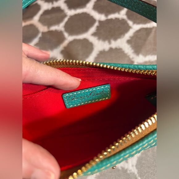 Dooney & Bourke NWT Turquoise Leather Mini Shoulder or Wristlet Bag summer fun - Picture 8 of 15